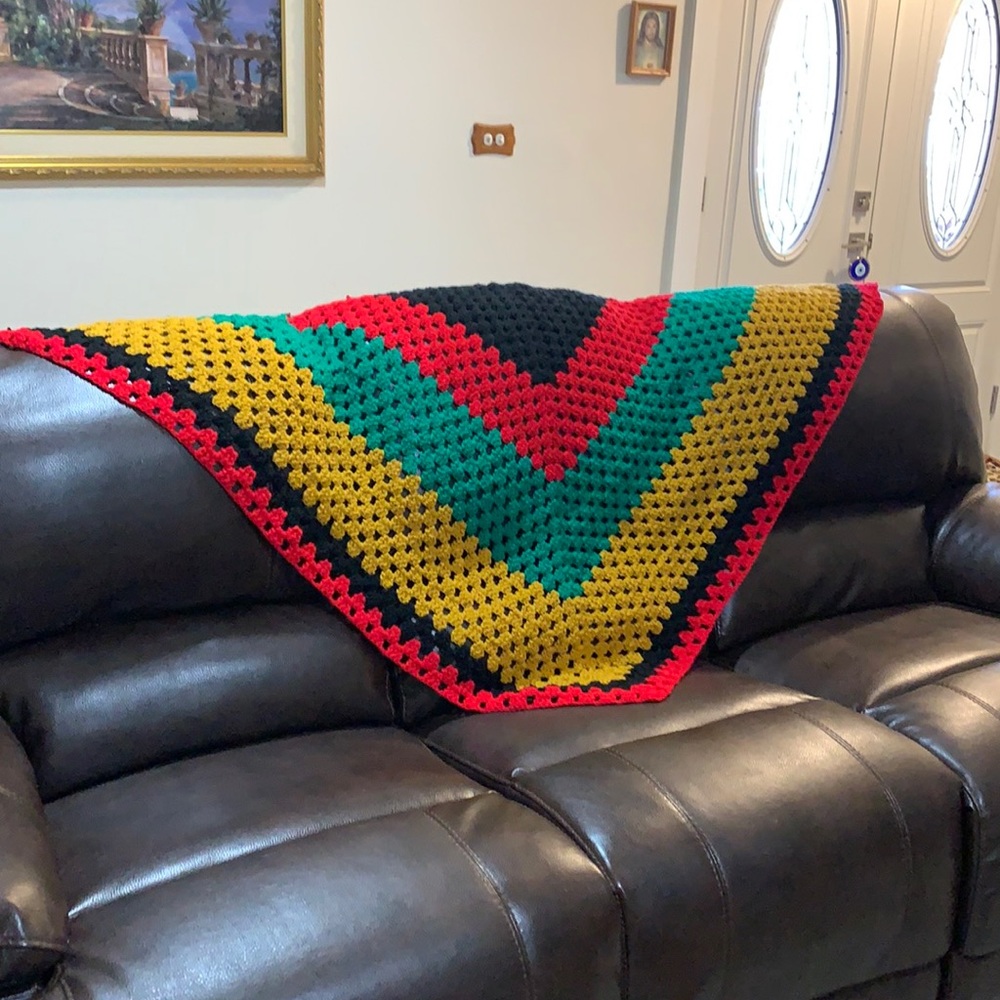 Rasta themed handmade quilt/throw